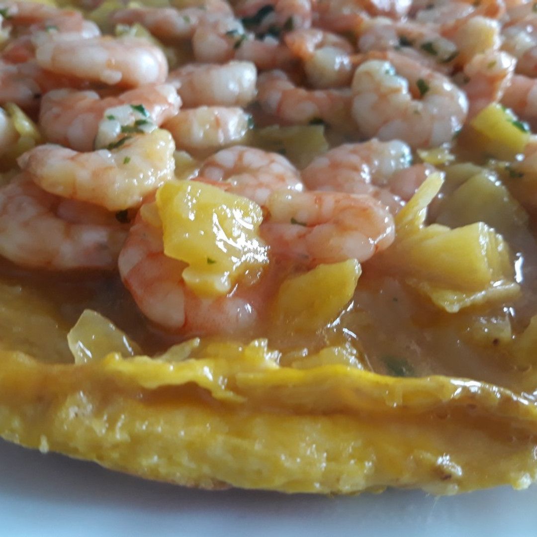 Receta: Tortilla vaga de gambas al ajillo